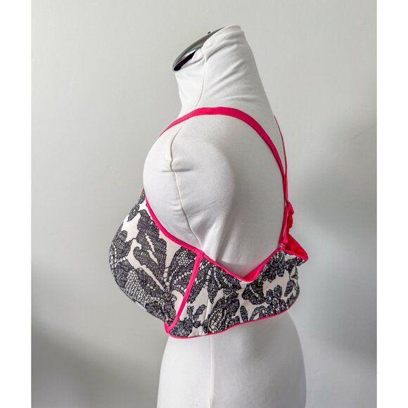 Lane Bryant Cacique Black White Pink Floral Bra - Size 44DD - Picture 5 of 8